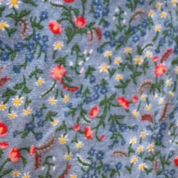 Vintage 1970s Large Handmade Blue Cotton Floral Prairie Dress, Cottagecore Lace - Picture 8 of 16